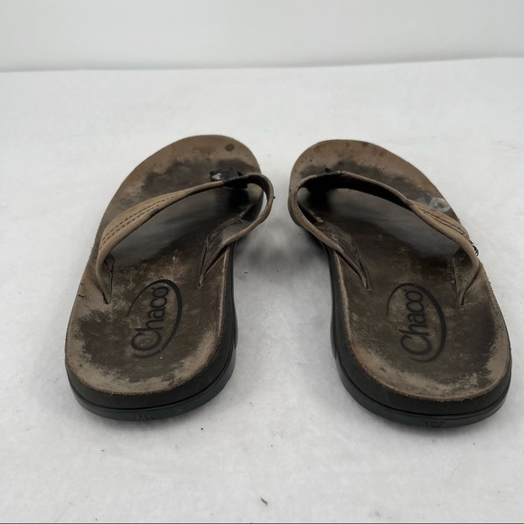 CHACO Mens Worn Flip Flop Sandals Tan size: 11 - Picture 6 of 7